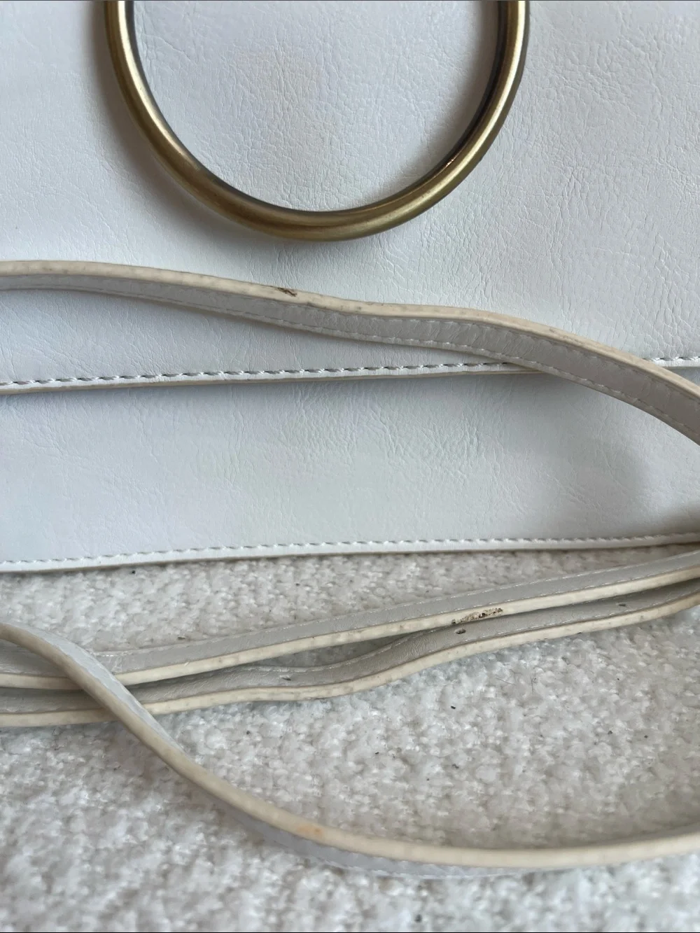Joy Susan White Crossbody Bag with Gold Ring Accent